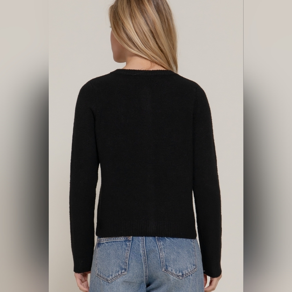 Black Pearl Embellished Dressy Cardigan Sweater - Picture 4 of 4